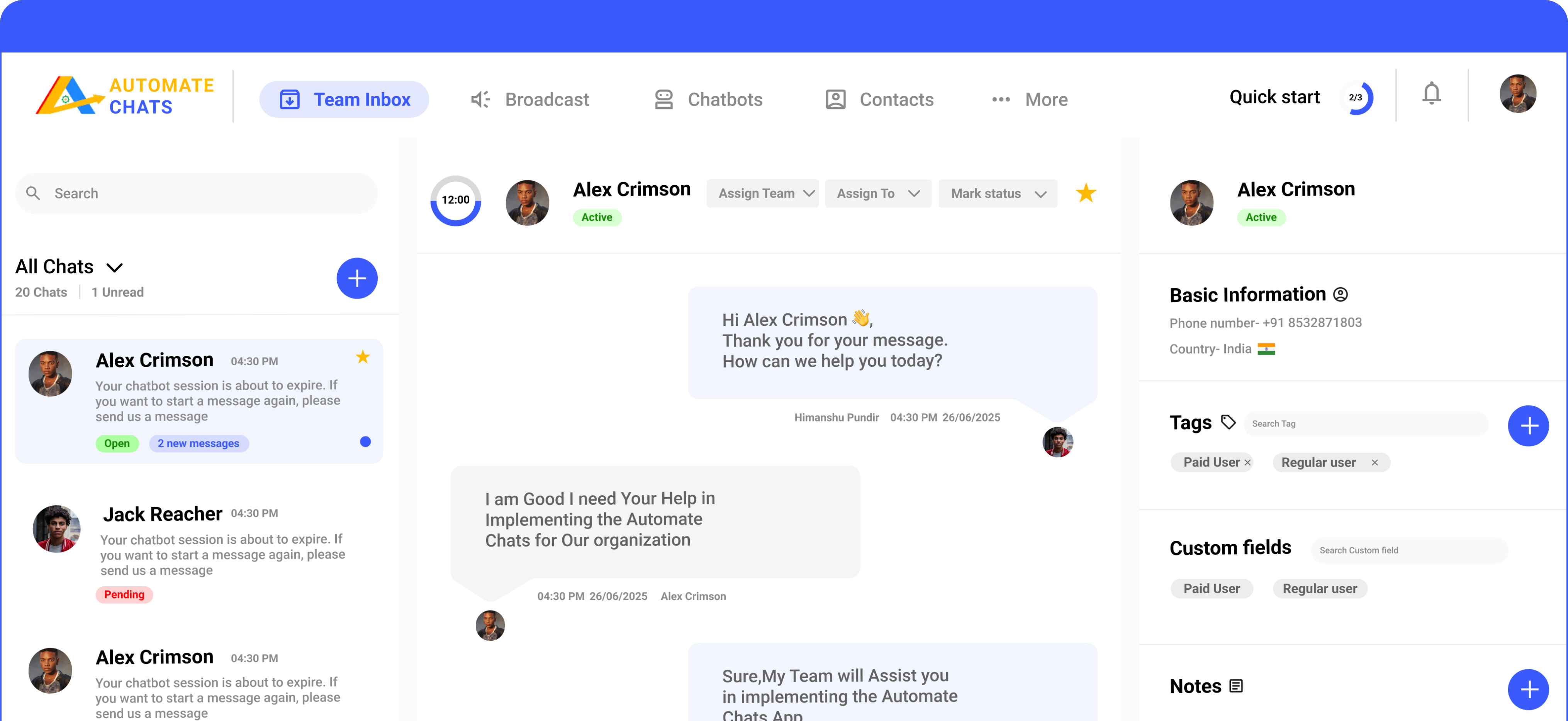 Automate Chats app preview