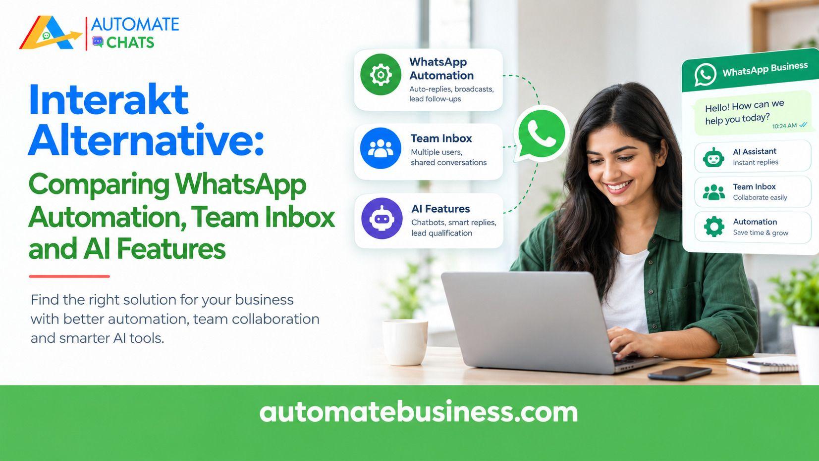 Interakt alternative comparing WhatsApp automation, team inbox, and AI features.