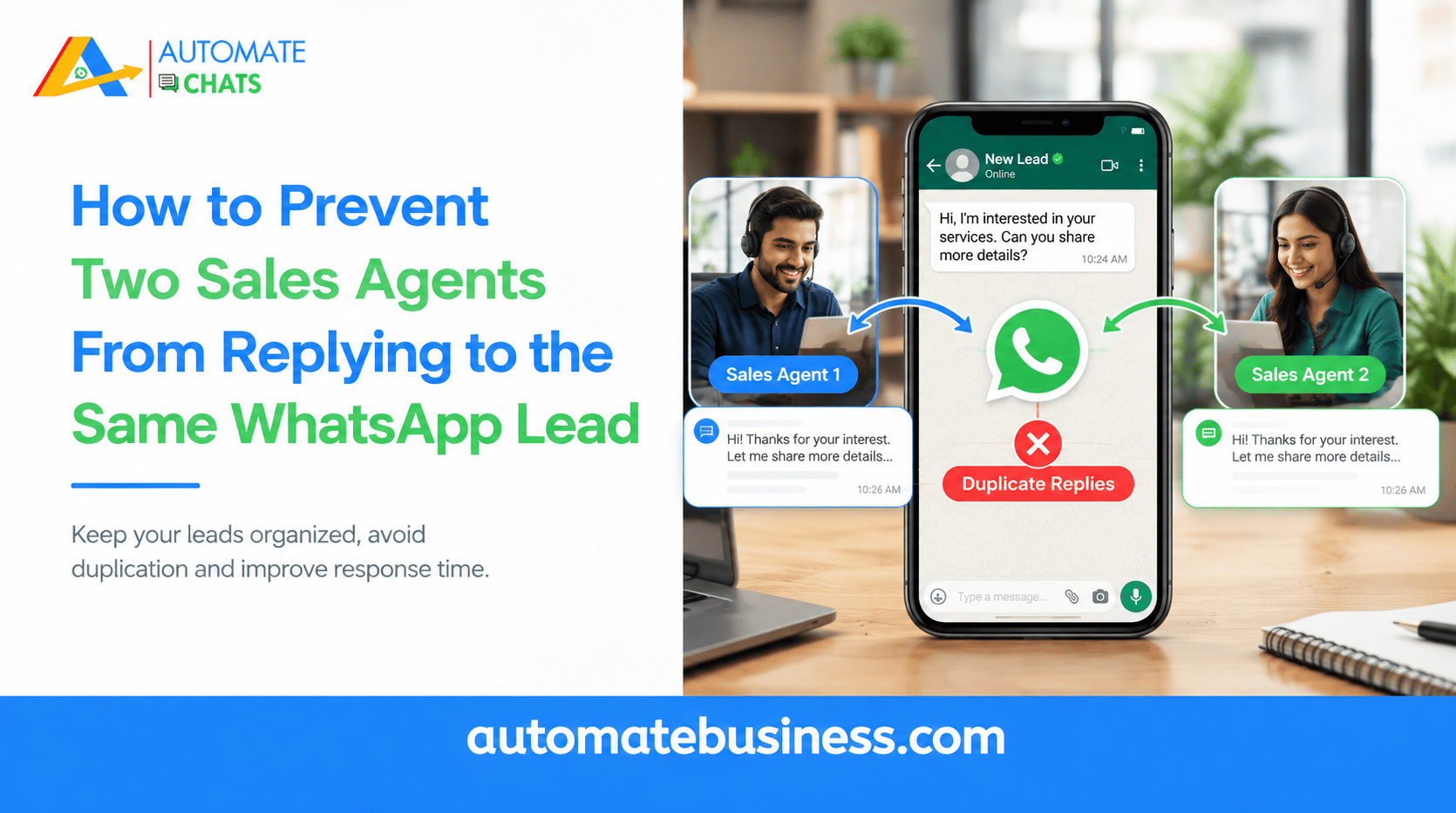 How to prevent duplicate WhatsApp replies by two sales agents using automated lead assignment with Automate Chats.